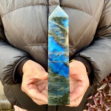 1.2LB Natural pull feldspar meditation halo Reiki stone 4 side tower points -