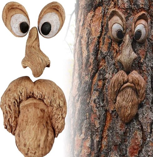 Funny old man tree face - man,