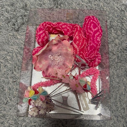 Pink flower hair ornament - ornament, set