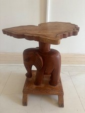 Hand Carved Elephant Coffee Table, Vintage Asian Art Deco