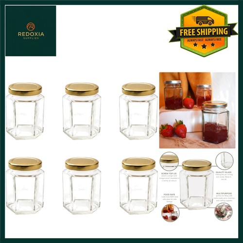 8oz glass hexagonal jars with - jars,