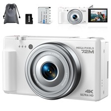 72MP Digital Camera 4K Compact Camera Autofocus 270° Flip Screen 18X Zoom 64GB