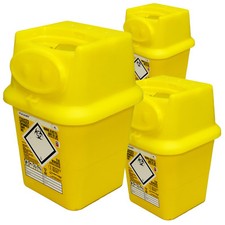 Qualicare 4l Large Sharps Needle Syringe Insulin Tattoo Disposal Waste Bins x 3
