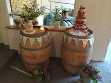 WINE BARREL TABLE OAK FRENCH CONTAINER WOODEN GARDEN FEATURE PUB BAR CASK 