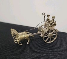 Antique Dutch Sterling Silver Miniature Horse Drawn Carriage Cart 39g