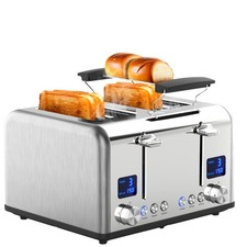 XXL Stainless Steel Toaster 4 Slice Toast Machine Bread Attachment Crumb Drawer