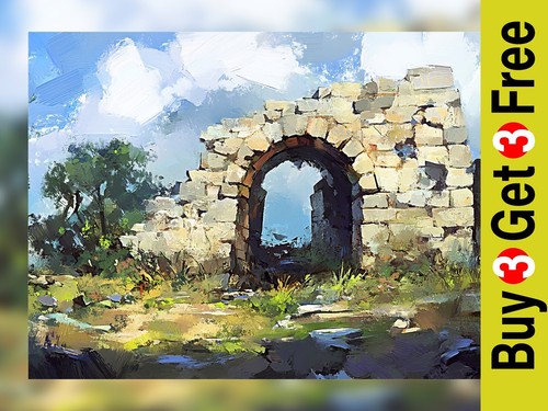 Ancient stone arch - arch, 5"x7"