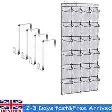 24 Pocket Shoe Holder Organiser Over The Door Hanging Shelf Rack Storage Hook UK