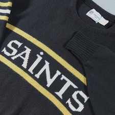 Vintage New Orleans Saints Sweater Mens XL Cliff Engle NFL Black Gold White Knit