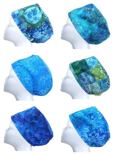 Dreamlike blue batik scrub - blue, cap