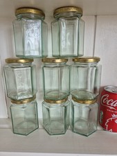 8 Hexagonal Glass Honey Jars