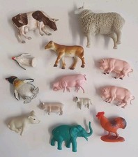 Toy Miniature Plastic Animals Mixed Mostly Farm Bundle Cows Pigs Penguin Cockere