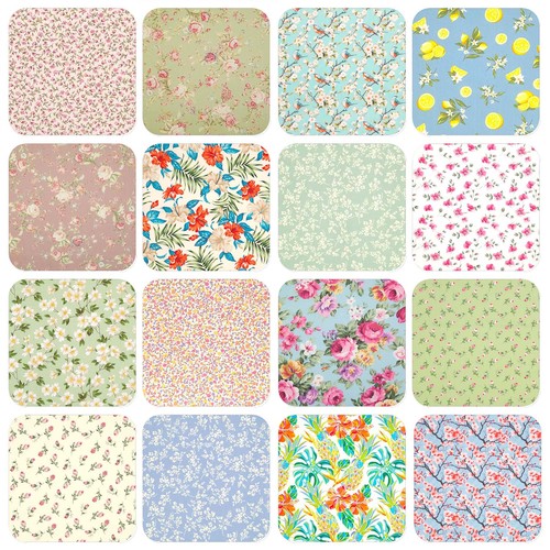 Floral cotton fabric rose - floral,