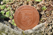 VINTAGE AUTOMOBILE CAR BADGE # PORSCHE MUSEUM OF JAPAN MATSUDA COLLECTION