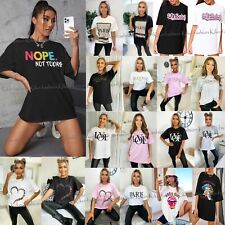Womens T Shirt Ladies Oversized Baggy Fit Short Sleeve Slogan T-shirt Tee Tops