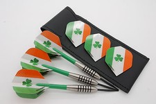 19g - 32g Tungsten Darts set, John Lowe type, Winmau Irish Flights, Stems, Case