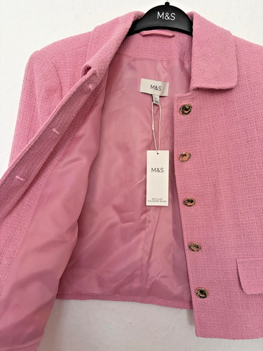 Pink boucle tweed jacket - m&s,