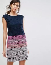 TED BAKER Dress 10 DAHIL Marina Mosaic Striped Lace Tunic Mini Shift BNWT