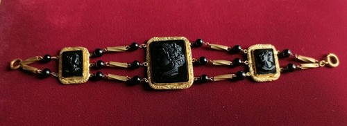 Victorian french jet bracelet - jet,