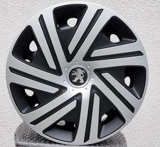Silver/Black 15" wheel trims to fit Peug. 208/207 (except  Boxer)