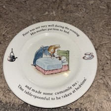 7” Wedgwood Beatrix Potter Peter Rabbit Plate Not Feeling Well Camomile Tea
