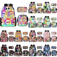 Kids Boys 3D Dandy's World School Backpack Rucksack Lunch Bag Pencil Case Set