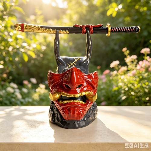 Oni mask samurai sword - samurai,