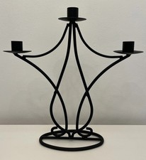 Black Wrought Iron 3 Arm Candelabra Taper Candle Holder Candlestick 