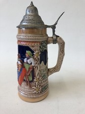 Vintage Gerz German Stein "Aufder Alm" "A.Madel Beim Bier, 1st Mein Plasier" 