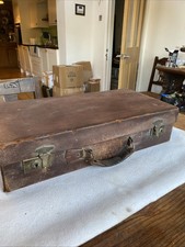 vintage small brown leather suitcase