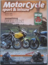 Motorcycle Sport and Leisure 08/2002 featuring Aprilia, Triumph, Ducati, Yamaha