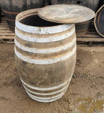 LID REMOVED OLD RECLAIMED USED RUSTIC WINE WHISKEY WHISKY OAK WOODEN BARREL