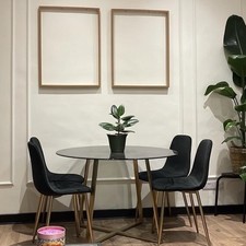 4 Black Velvet Chairs Chrome