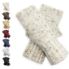 Women's Fingerless Gloves Wool Blend Winter Soft Knitted Wrist Warmers Gloves UK