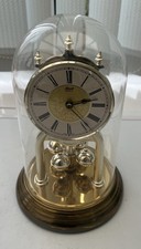 VINTAGE HERMLE QUARTZ MANTLE CLOCK WITH GLASS DOMED COVER IN GOOD WORKING ORDER