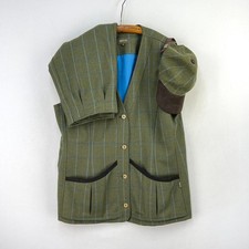 Musto Tweed Shooting Vest & Breeks & Cap Set Womens 18 Green Lovat Wool Suit