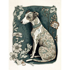 Whippet Dog Floral Pattern Fur Art Nouveau Wall Art Canvas Picture Print 18X24