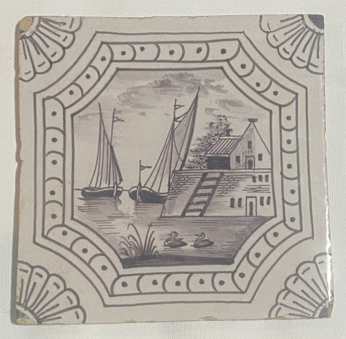 Dutch delft tile manganese - delft,