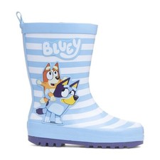 Bluey Wellies Blue Kids Welly Girls Stripe Character Wellington Boot Pull On