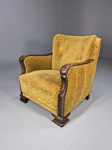 Antique danish floral mustard - floral,