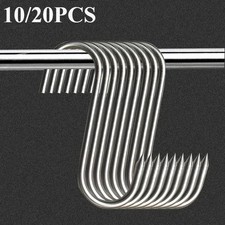 20Pcs Stainless Steel S Hooks with Sharp Tip Meat Hanging Hooks for Butcher Shop
