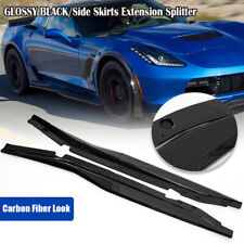 For 2014-2019 Chevrolet Corvette C7 Side Skirt Rocker Panel Carbon Fiber Style *