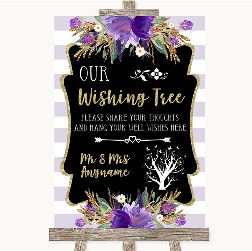 Gold purple stripes wishing - &,