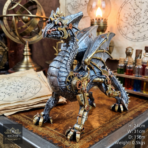 Steampunk dragon sculpture - dragon,