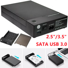 2.5''/3.5'' External SATA USB 3.0 Hard Drive Enclosure Caddy Case HDD SSD Box UK