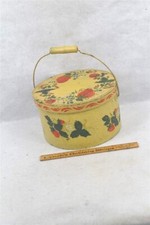 antique pantry box w/handle  11x6.5 old paint decoration  19th original 1800