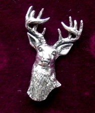Pewter Frontal  Stag Head Red