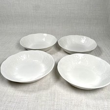 Wedgwood Bone China Strawberry and Vine Coupe Cereal Bowls Embossed White Qty 4