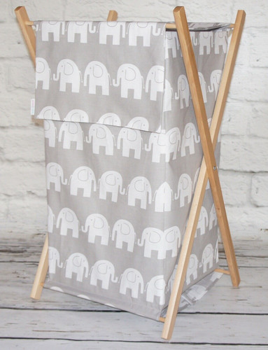 Laundry basket with wooden - basket,