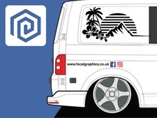 LARGE 2x Sun Flower Mountain Vinyl Decals For Camper Van Caravan Sticker Graphic